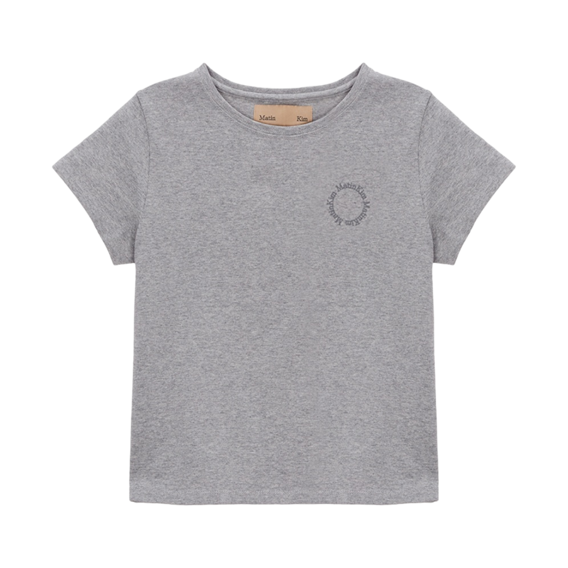 (W) 마뗑킴 써클 로고 크롭탑 그레이((W) Matin Kim Circle Logo Crop Top Grey) - 1