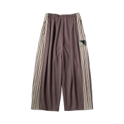 Kapital Stuntman & Woman Super Baggy Track Pants in Smooth Jersey Banner Stripe Light Brown
