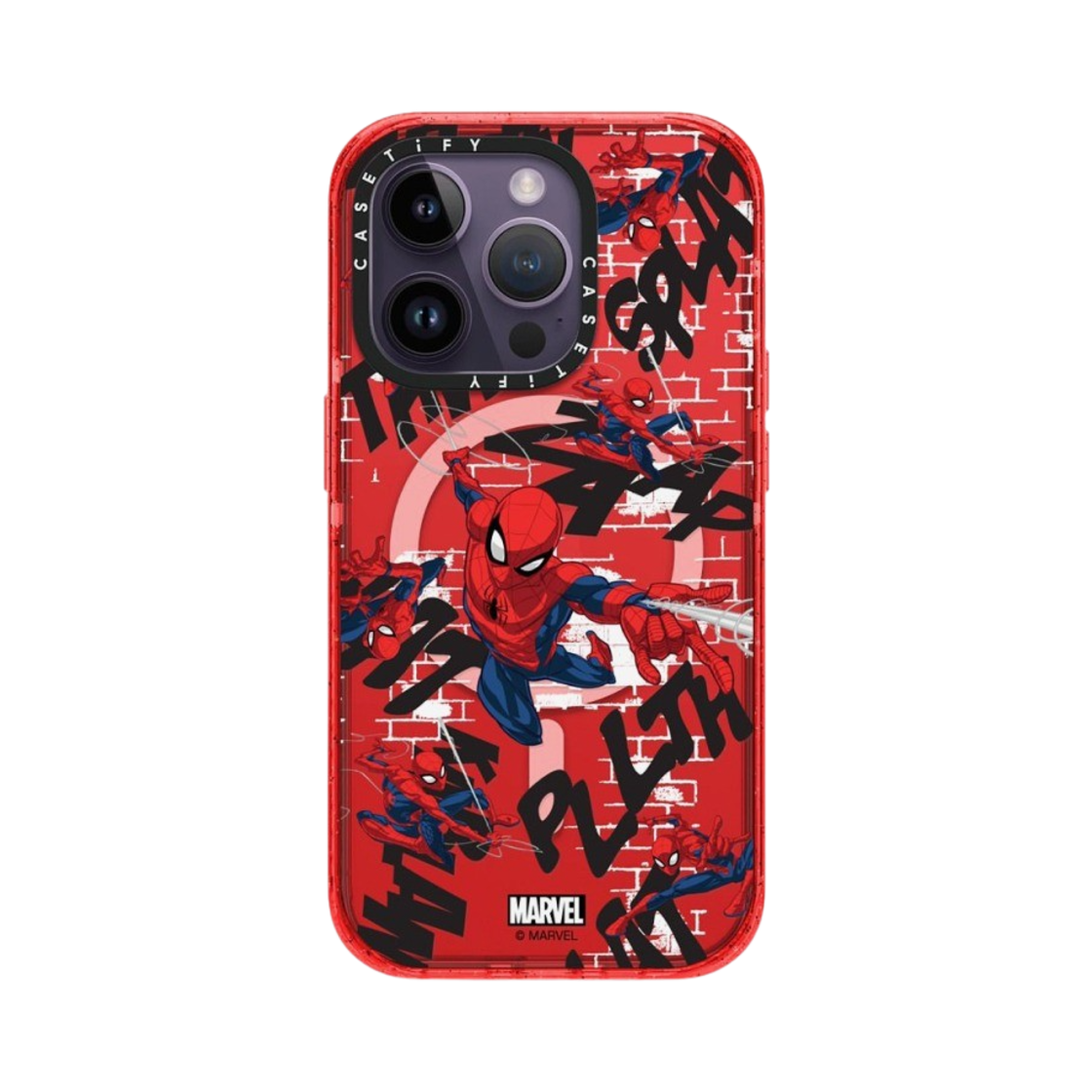 케이스티파이 x 마블 아이폰 스파이더맨 패턴 레드 맥세이프 임팩트 케이스 반투명 워터멜론(Casetify x Marvel iPhone Spider-Man Pattern Red Magsafe Impact Case Sheer Watermelon) - 2