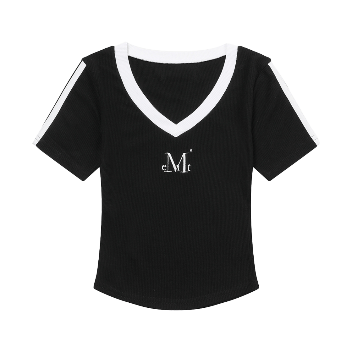 무센트 바인딩 트랙 라인 골지 반팔 티 블랙(MUCENT Binding Track Line Half Sleeve T Black) - 1