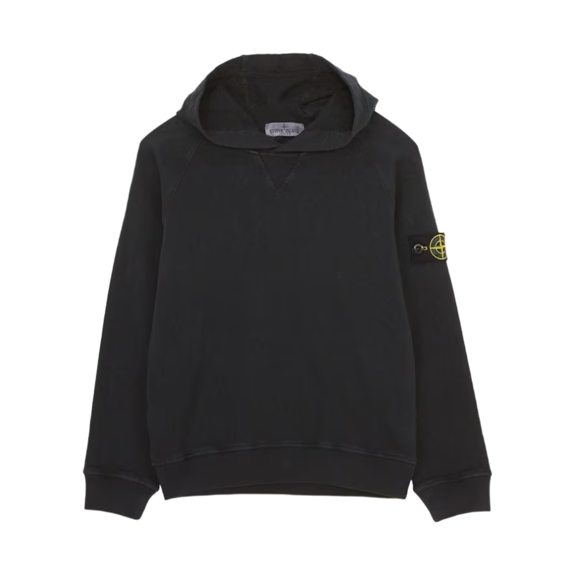 (키즈) 스톤 아일랜드 60441 와펜 패치 후드 스웨트셔츠 블랙 - 23SS((Kids) Stone Island 60441 Wappen Patch Hooded Sweatshirt Black - 23SS)
