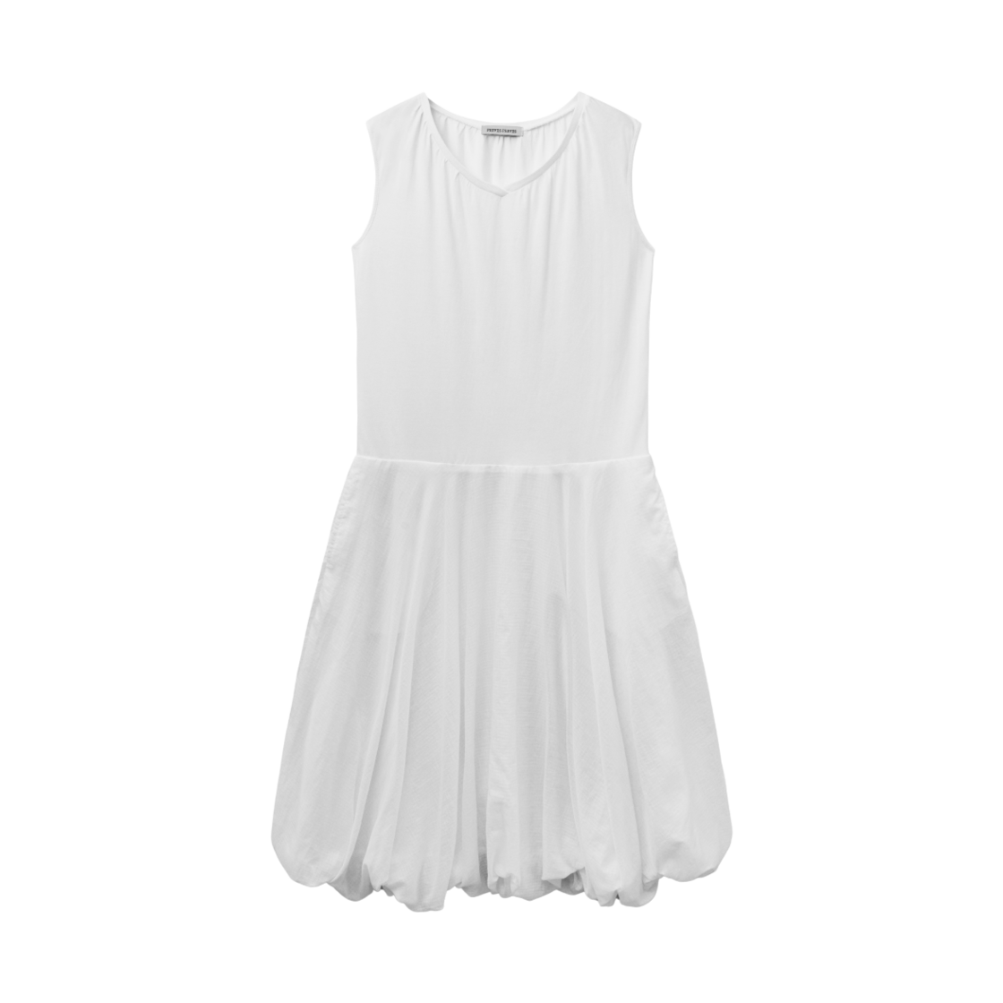 피브스 피브스 시어드 브이넥 볼륨 드레스 화이트