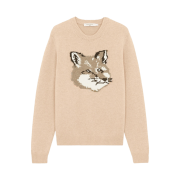 (W) Maison Kitsune Big Fox Head Pullover Knit Beige