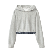 (W) Alexander Wang Long Sleeve Hoodie in Stretch Corduroy Grey