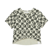 Gyeong Star Print Cut Off Crop Tee Khaki