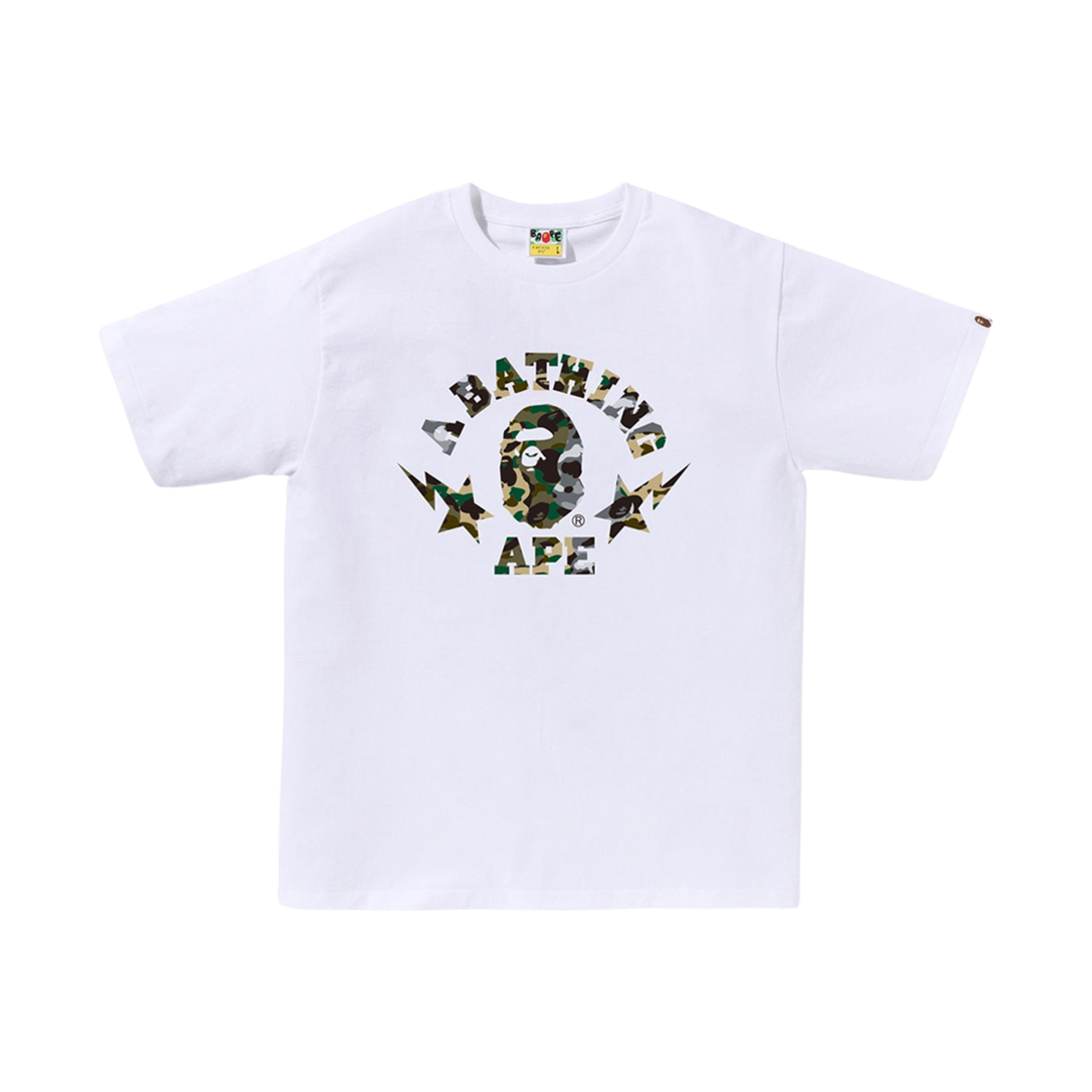 0ZXTEM016101O BAPE 1st Camo Crazy Sta College T-Shirt White - 대표 이미지 #1