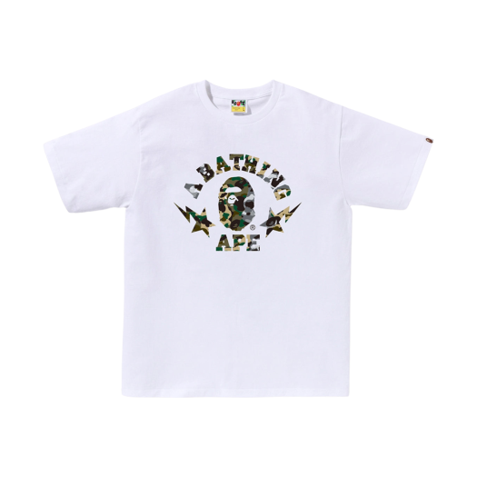 BAPE 1st Camo Crazy Sta College T-Shirt White