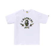 BAPE 1st Camo Crazy Sta College T-Shirt White