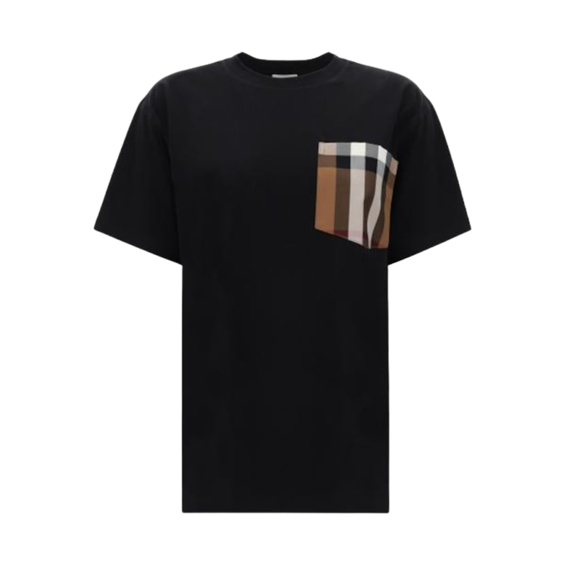8073030 (W) Burberry Check Pocket Round T-Shirt Black