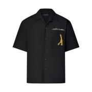 Louis Vuitton Open Collar Short Sleeved Cotton Shirt Black