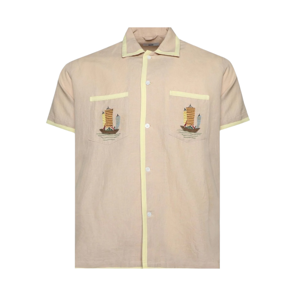 MRS23SH066 Bode Ship Applique Short Sleeve Shirt Tan