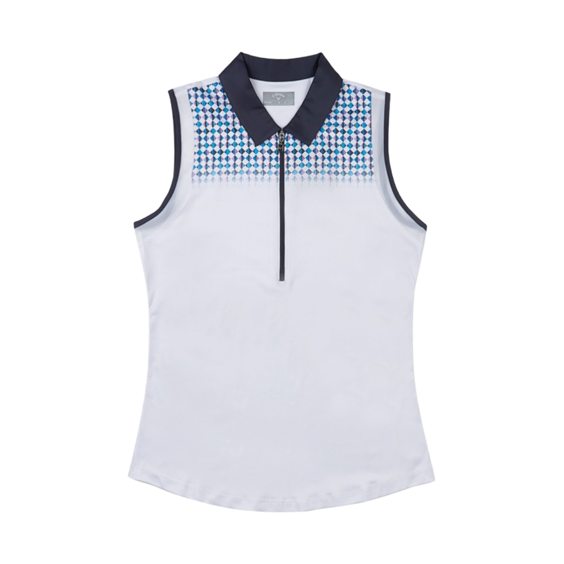 (W) 캘러웨이 앤지니어드 에바네센트 지오 프린트 골프 셔츠 브릴리언트 화이트((W) Callaway Engineered Evanescent Geo Print Golf Shirt Brilliant White)