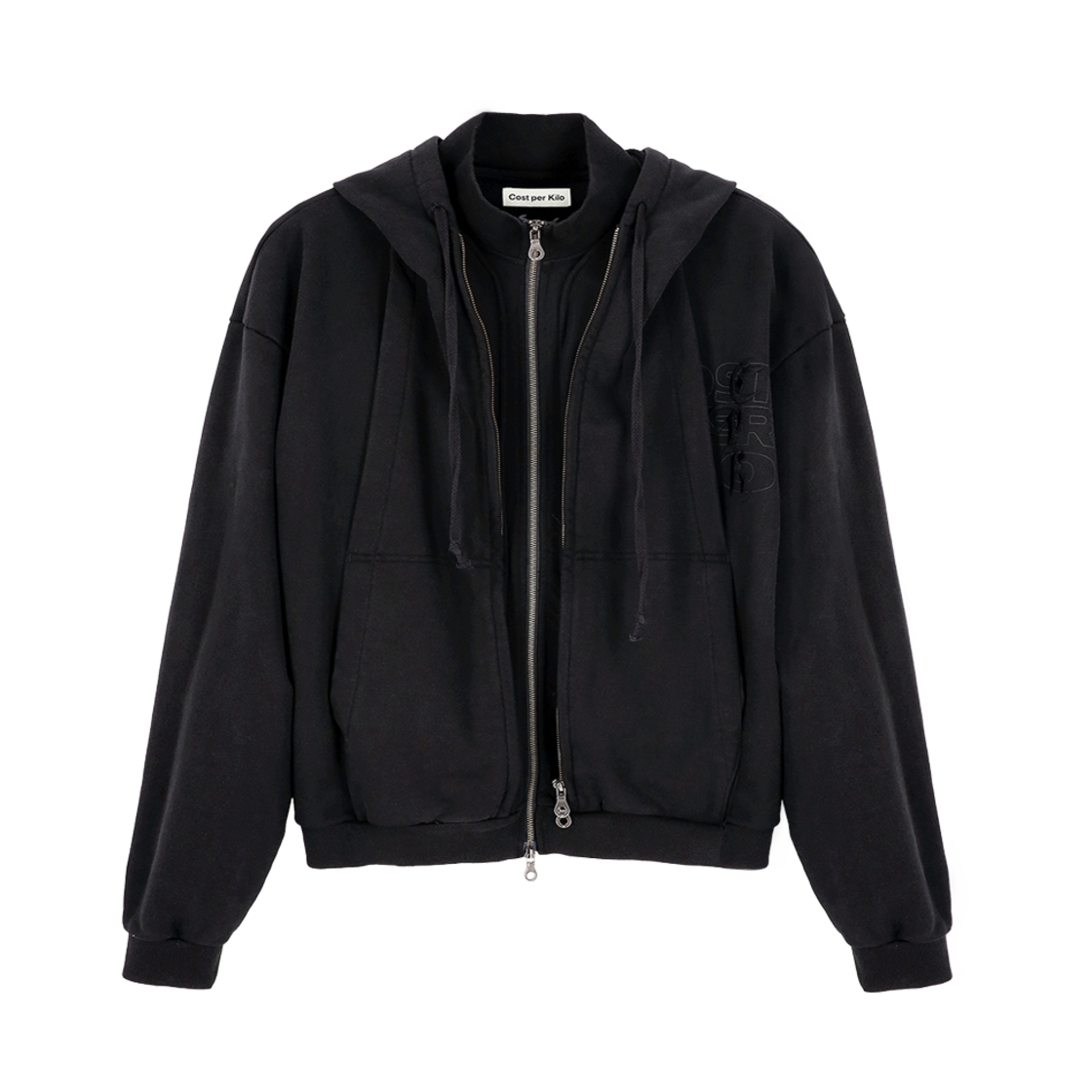 CK24AMSW04BK Cost Per Kilo Double Zip Hoodie Black