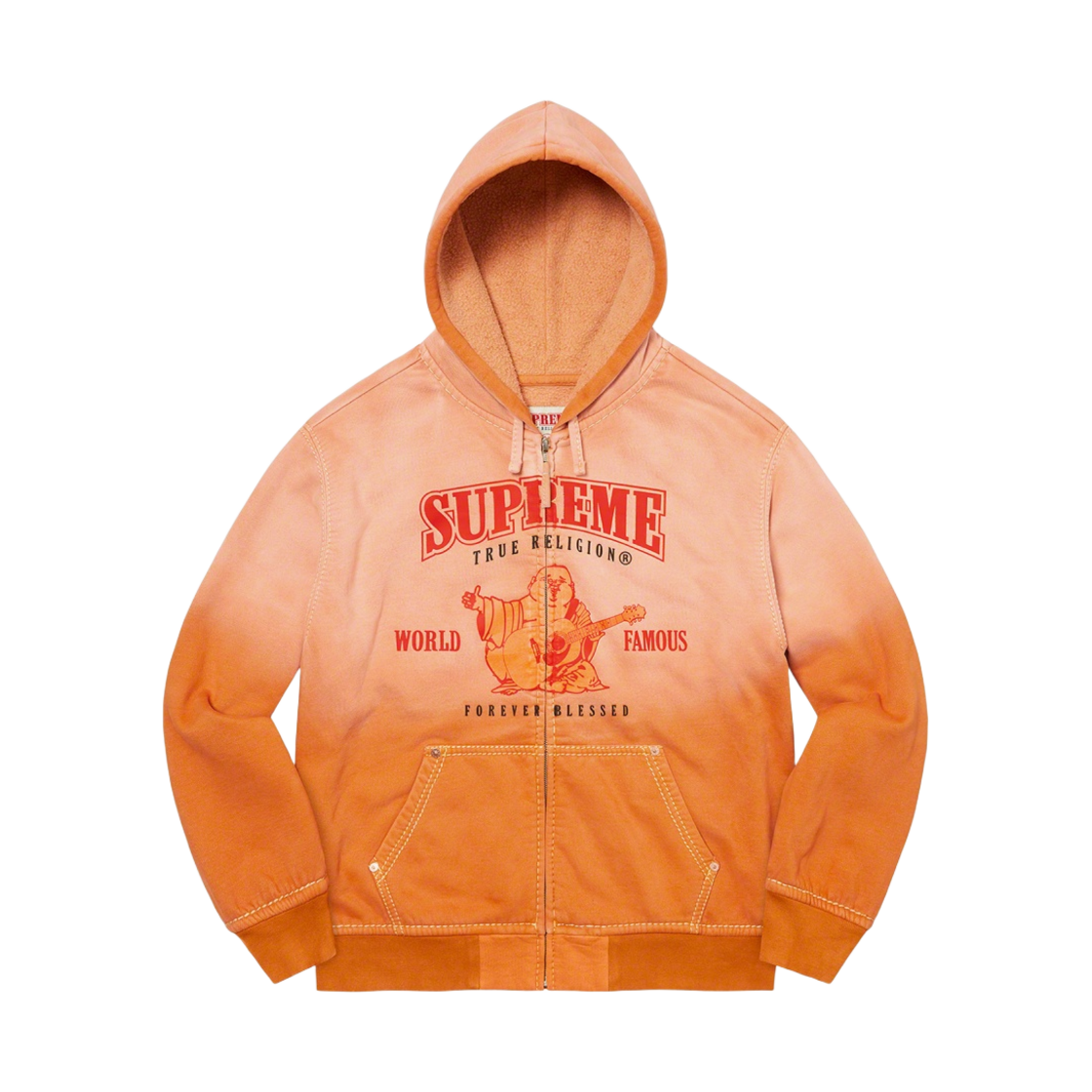 슈프림 x 트루 릴리전 집업 후드 스웨트셔츠 더스티 오렌지 - 21FW