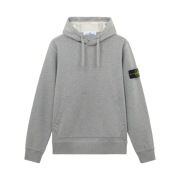 Stone Island 6100045 Organic Cotton Fleece Sweatshirt with Drawstring Hood and Pockets Dust Grey Melange - 25SS