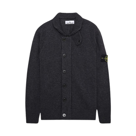 Stone Island 547A3 Lambswool Knit Cardigan Charcoal - 23FW