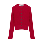 Current Rayon Round Neck Cardigan Red