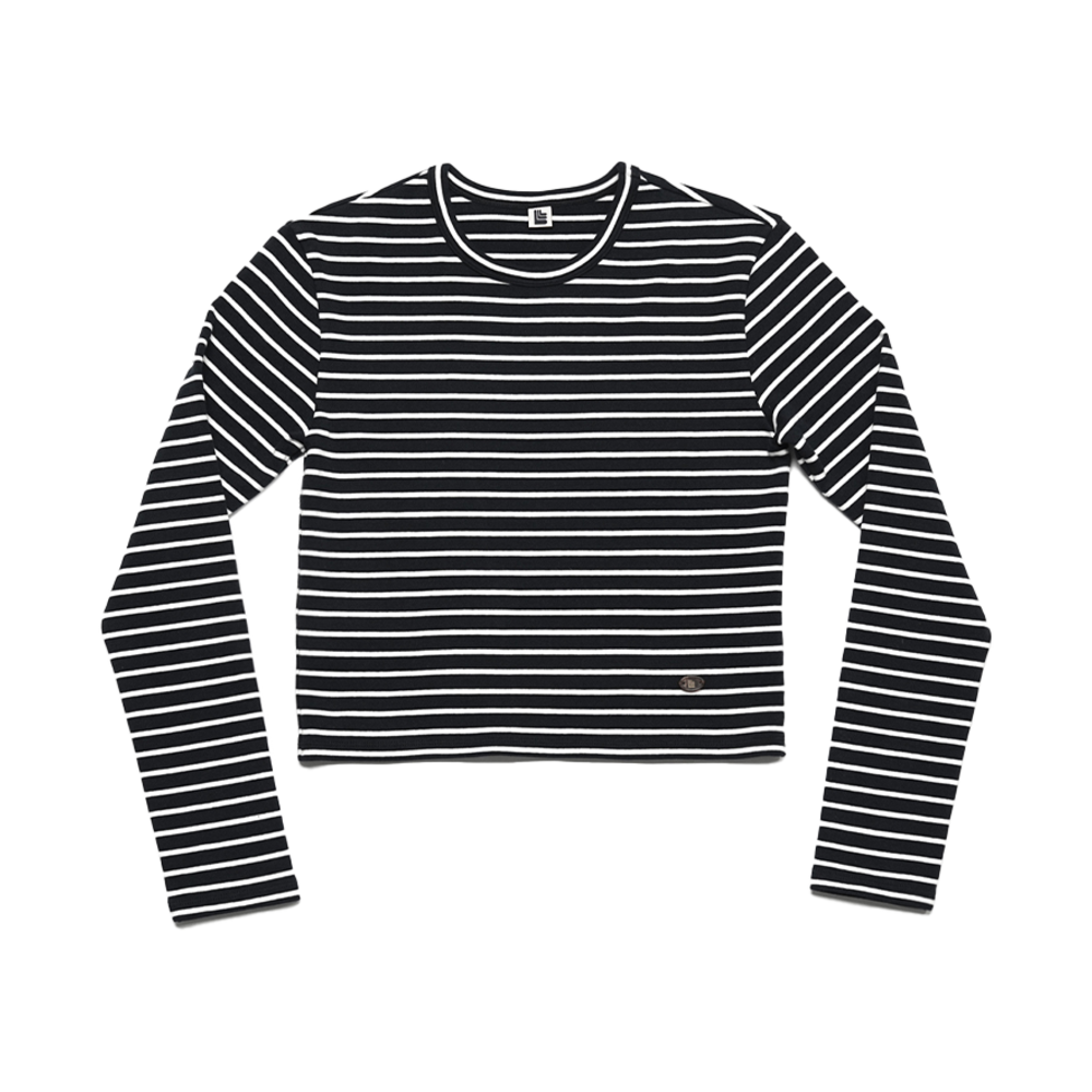 LLL90C-LTS-NV012F LLL Design Studio Striped Cropped Long-Sleeved Tee Navy