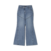 Diagonal Boots Cut Denim Pants Light Blue