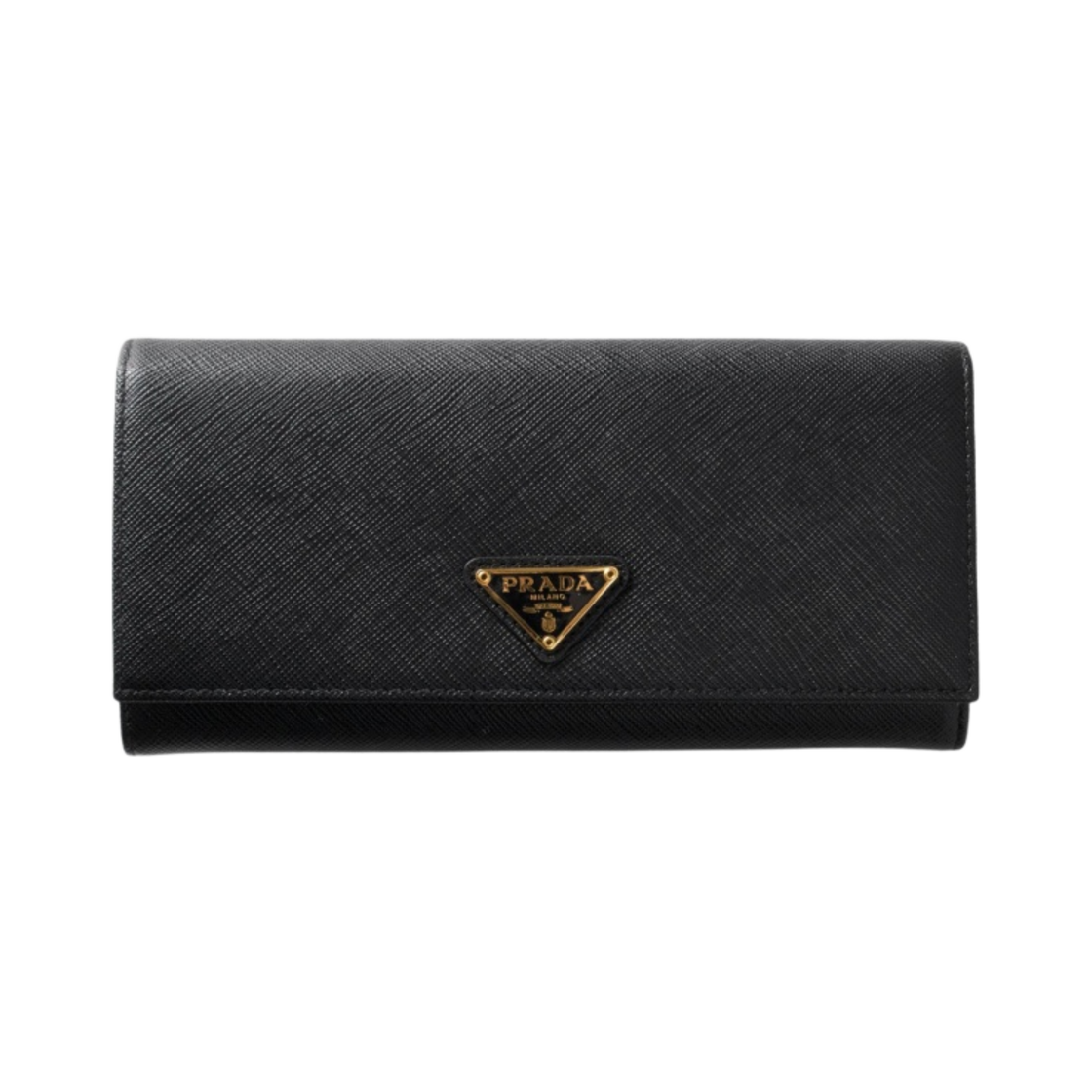 프라다 사피아노 레더 트라이앵글 로고 플랩 장지갑 블랙(Prada Saffiano Leather Triangle Logo Flap Wallet Black) - 1