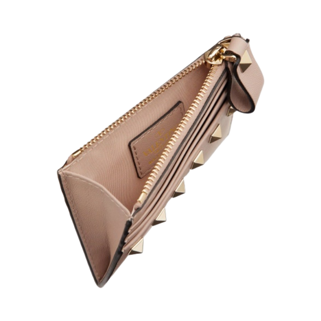 발렌티노 락스터드 카프스킨 지퍼 카드 홀더 뿌드르(Valentino Rockstud Calfskin Card Holder with Zip Poudre) - 3