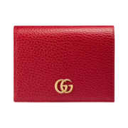 Gucci GG Marmont Leather Card Case Wallet Hibiscus Red