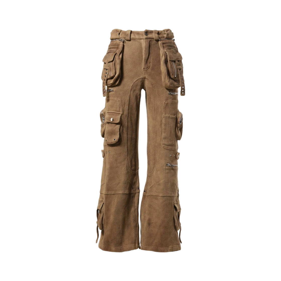 - No/Faith Studios Heavy Waffle Cargo Pants Khaki