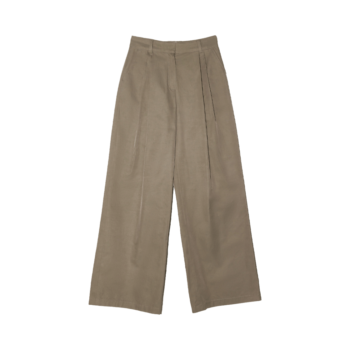 BESSPT008BR Enor Women Classic Two Tuck Wide Pants  Beige