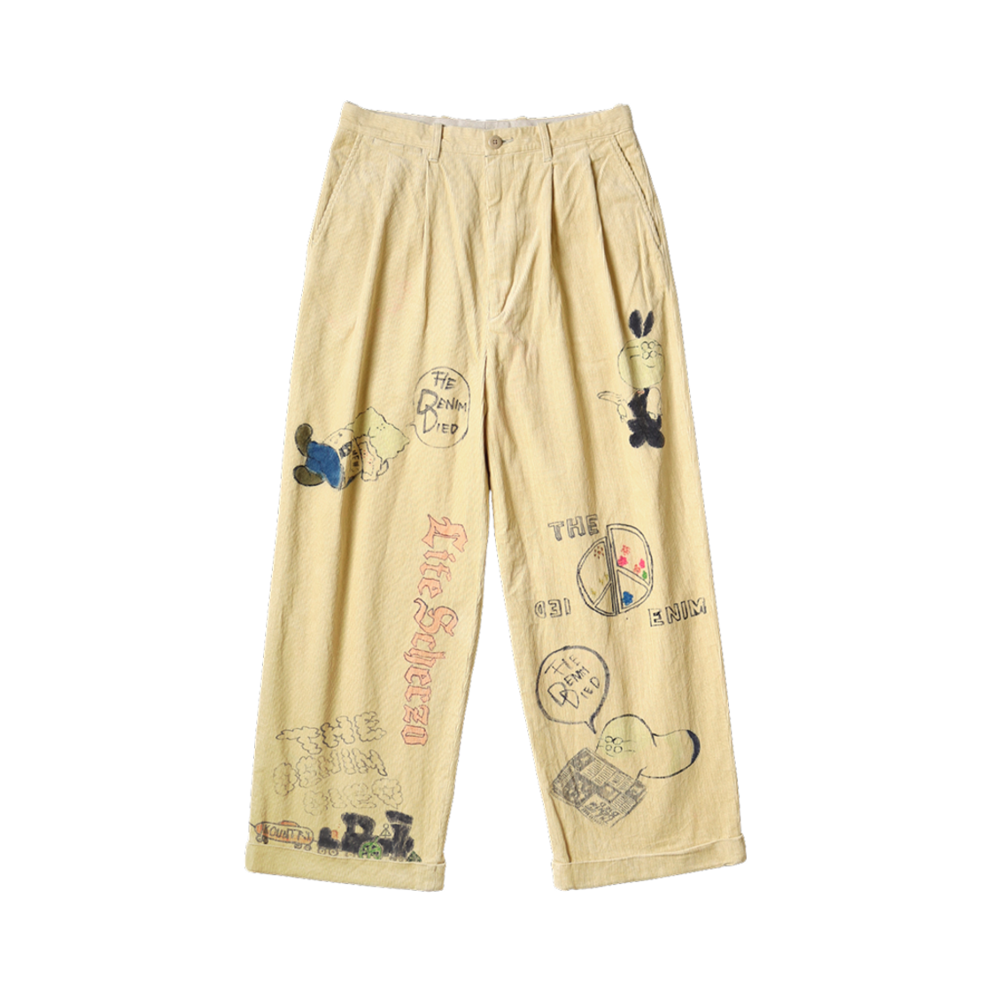 K2502LP004 Kapital 14W Corduroy Ivy Pants Memorial Paint Model Light Yellow
