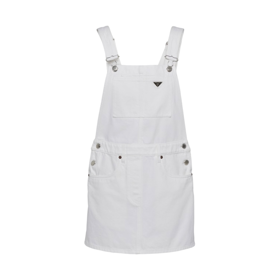 (W) 프라다 불 데님 빕 미니 드레스 화이트((W) Prada Bull Denim Bib Mini-Dress White) - 1