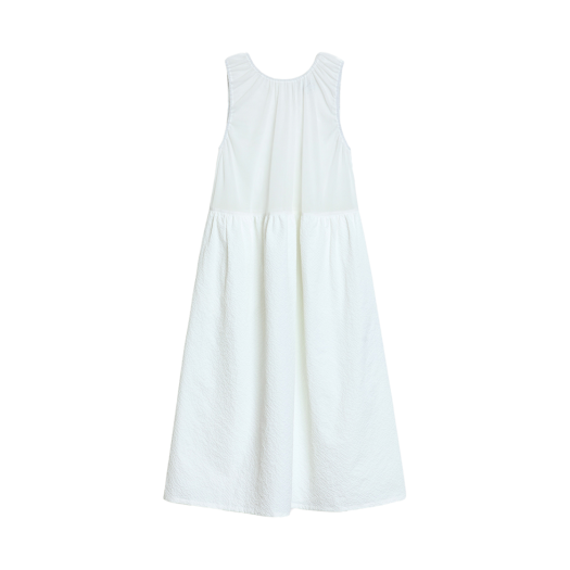 253SSLDRE002 Enzoblues Seersucker Layered Dress White