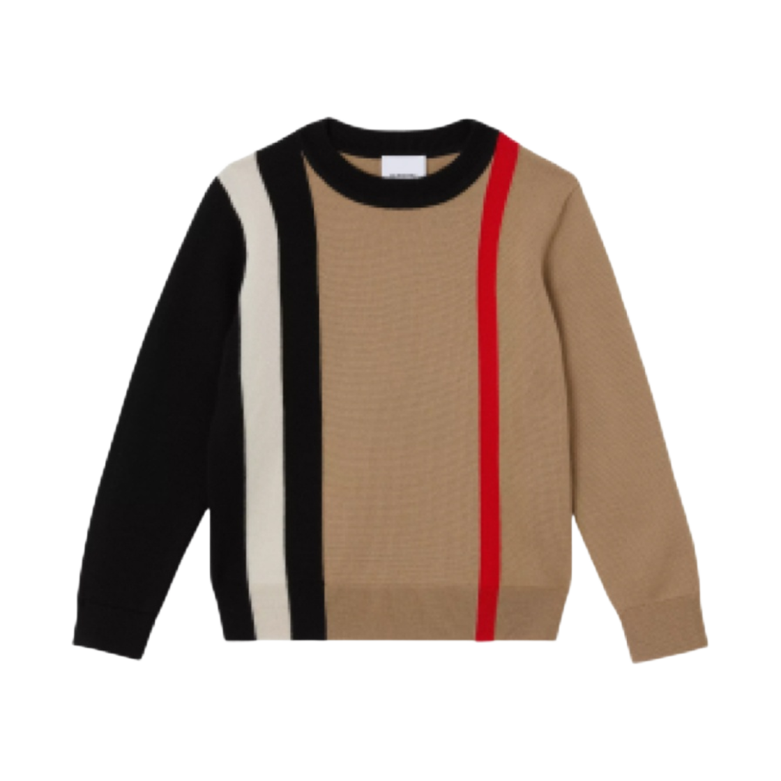 (키즈) 버버리 스트라이프 울 인타르시아 스웨터 아카이브 베이지((Kids) Burberry Striped Wool Intarsia Sweater Archive Beige) - 1