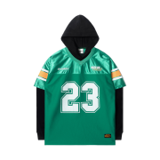 QT8 GARMENTS Football Layered Hoodie Jersey Green