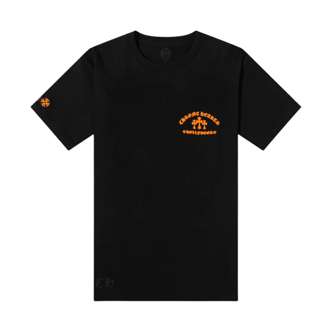 ★クロムハーツ★ 3 ORANGE CEMETERY CROSS SHORT SLEEVE TEE Chrome Hearts Orange Triple Cross Short Sleeve T-Shirt Tee