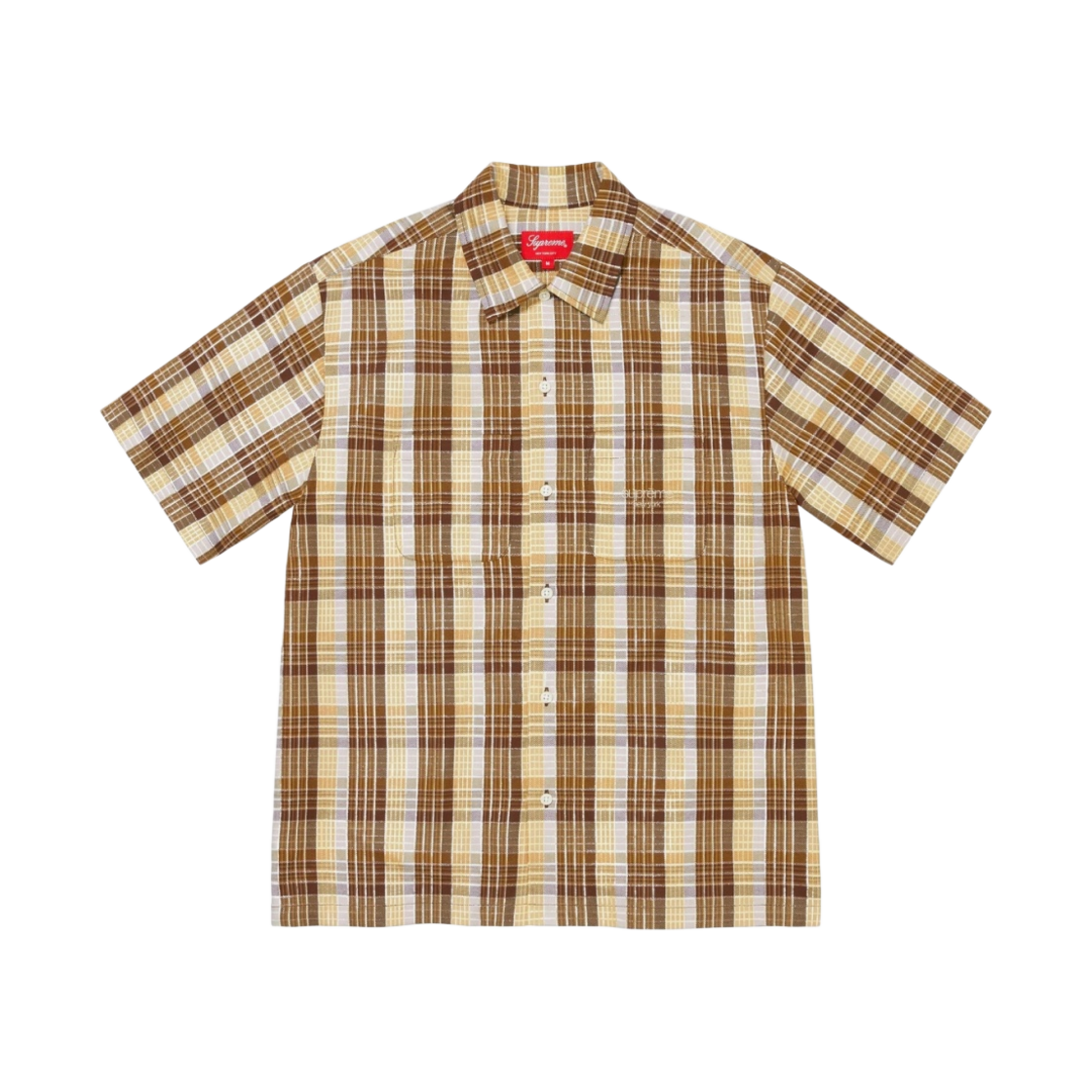 슈프림 메탈릭 플레이드 숏슬리브 셔츠 브라운 - 23SS(Supreme Metallic Plaid S/S Shirt Brown - 23SS) - 1