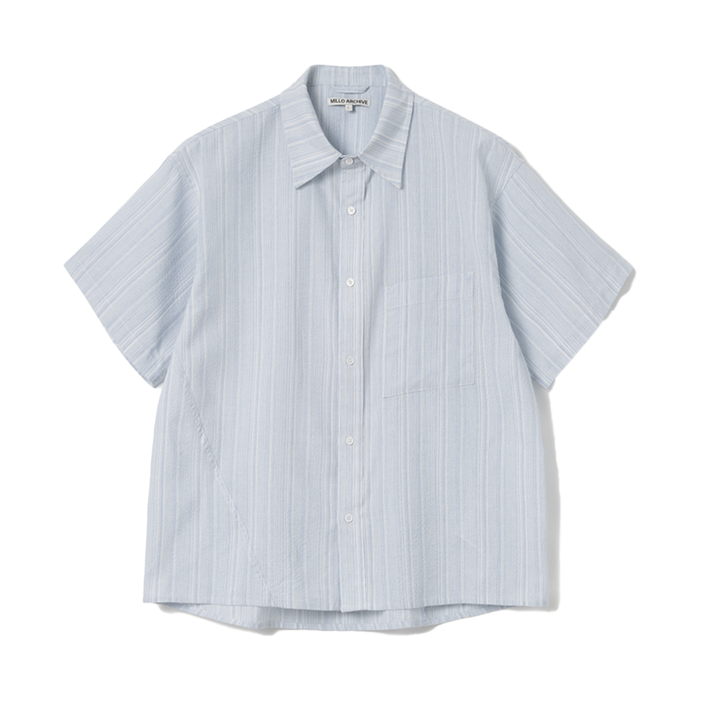 밀로 아카이브 트위스티드 하프 셔츠 스트라이프 블루(Millo Archive Twisted Half Shirts Stripe Blue)