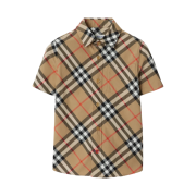 (Kids) Burberry Check Cotton Shirt Sand