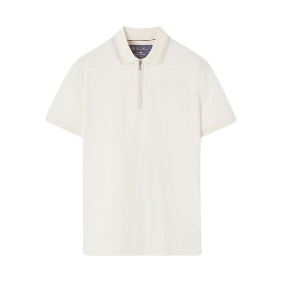 FAI0736-1000 Loro Piana Cotton Zip Regatta Polo White