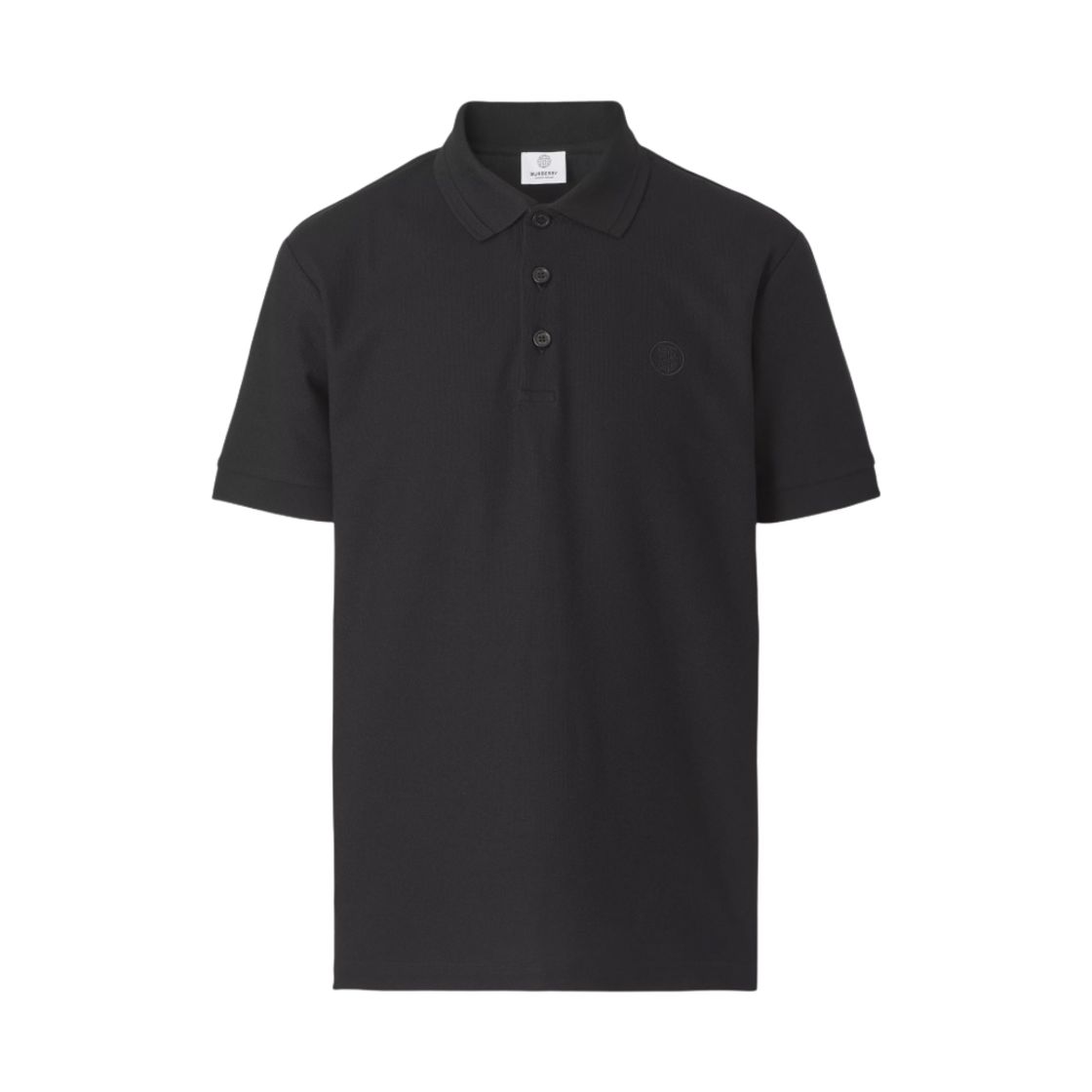 버버리 모노그램 모티프 코튼 피케 폴로 셔츠 블랙(Burberry Monogram Motif Cotton Pique Polo Shirt Black) - 1