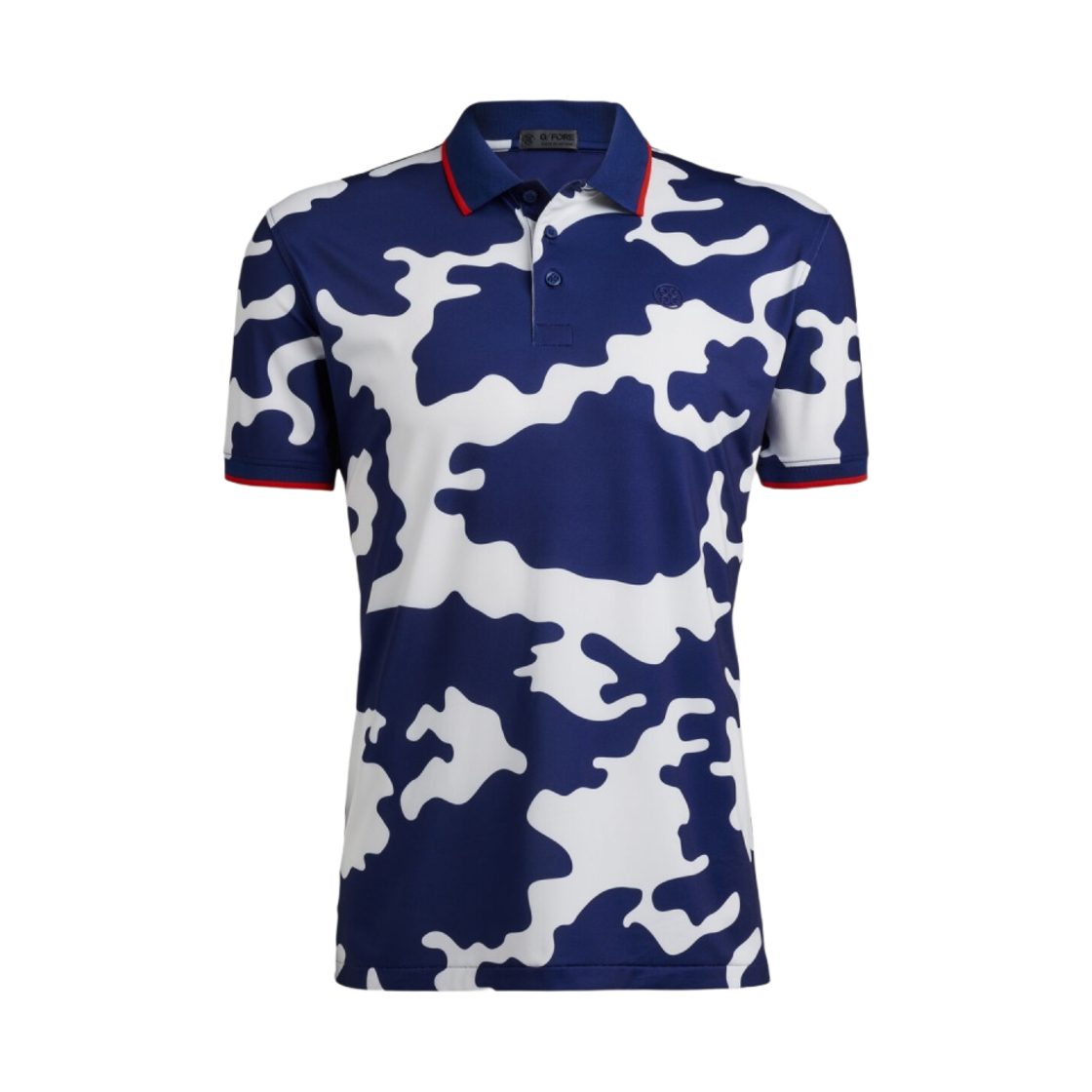 지포어 익스플로디드 카모 립 칼라 테크 저지 슬림핏 폴로 블루프린트(G/Fore Exploded Camo Rib Collar Tech Jersey Slim Fit Polo Blueprint) - 1