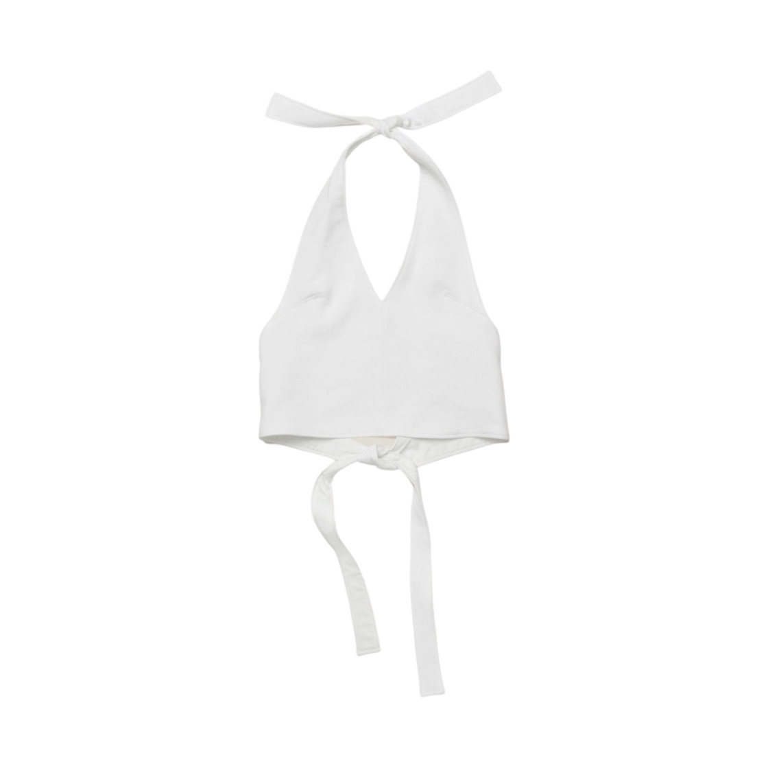 (W) 자크뮈스 르 오 리누 타이드 홀터 탑 화이트((W) Jacquemus Le Haut Linu Tied Halter Top White) - 1