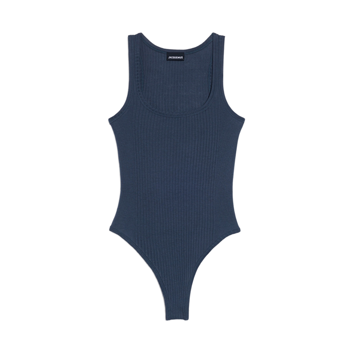 (W) 자크뮈스 르 바디 카라코 립 바디수트 다크 네이비((W) Jacquemus Le Body Caraco Ribbed Bodysuit Dark Navy) - 1