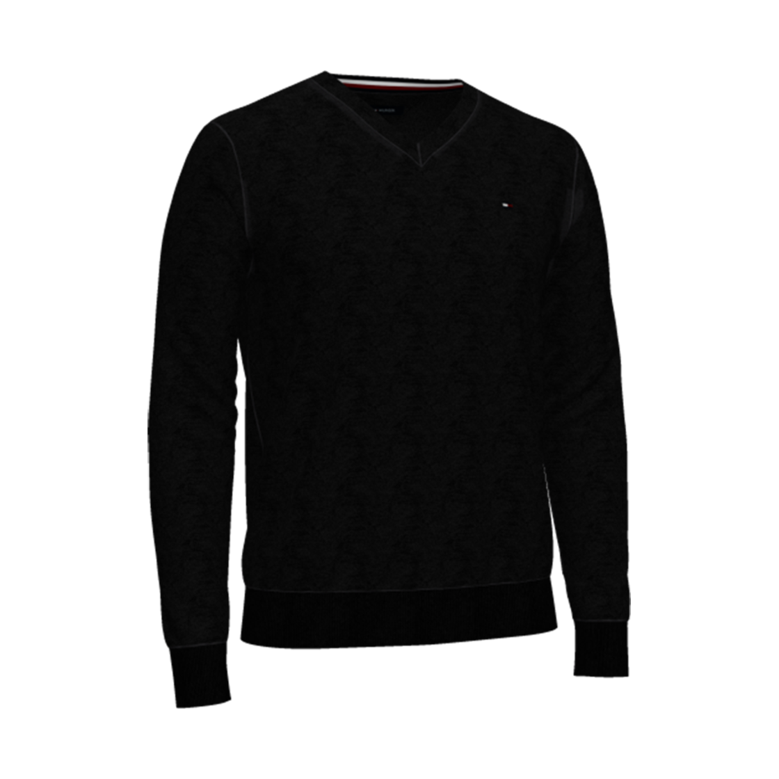 7868327012 Tommy Hilfiger Signature Solid V-Neck Sweater TH Deep Black