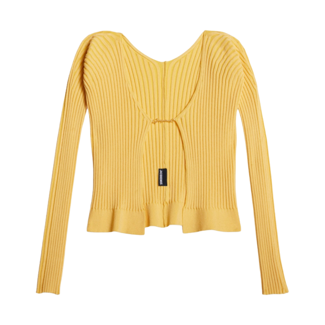 (W) 자크뮈스 라 마이유 프랄루 마이크로 참 로고 가디건 라이트 옐로우((W) Jacquemus La Maille Pralu Micro Charm Logo Cardigan Light Yellow) - 1