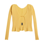 (W) Jacquemus La Maille Pralu Micro Charm Logo Cardigan Light Yellow