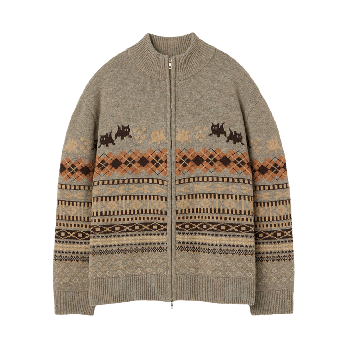 르아브 ME-OW 페어아이슬 집업 가디건 베이지