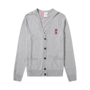 Maison Kitsune Acide Fox Patch Cardigan Grey Melange