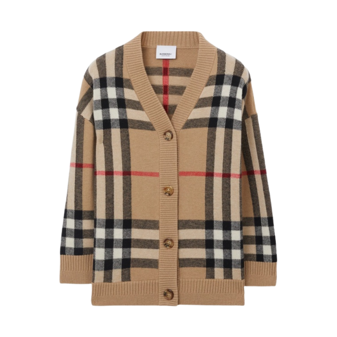 (키즈) 버버리 체크 울 캐시미어 가디건 아카이브 베이지((Kids) Burberry Check Wool Cashmere Cardigan Archive Beige)