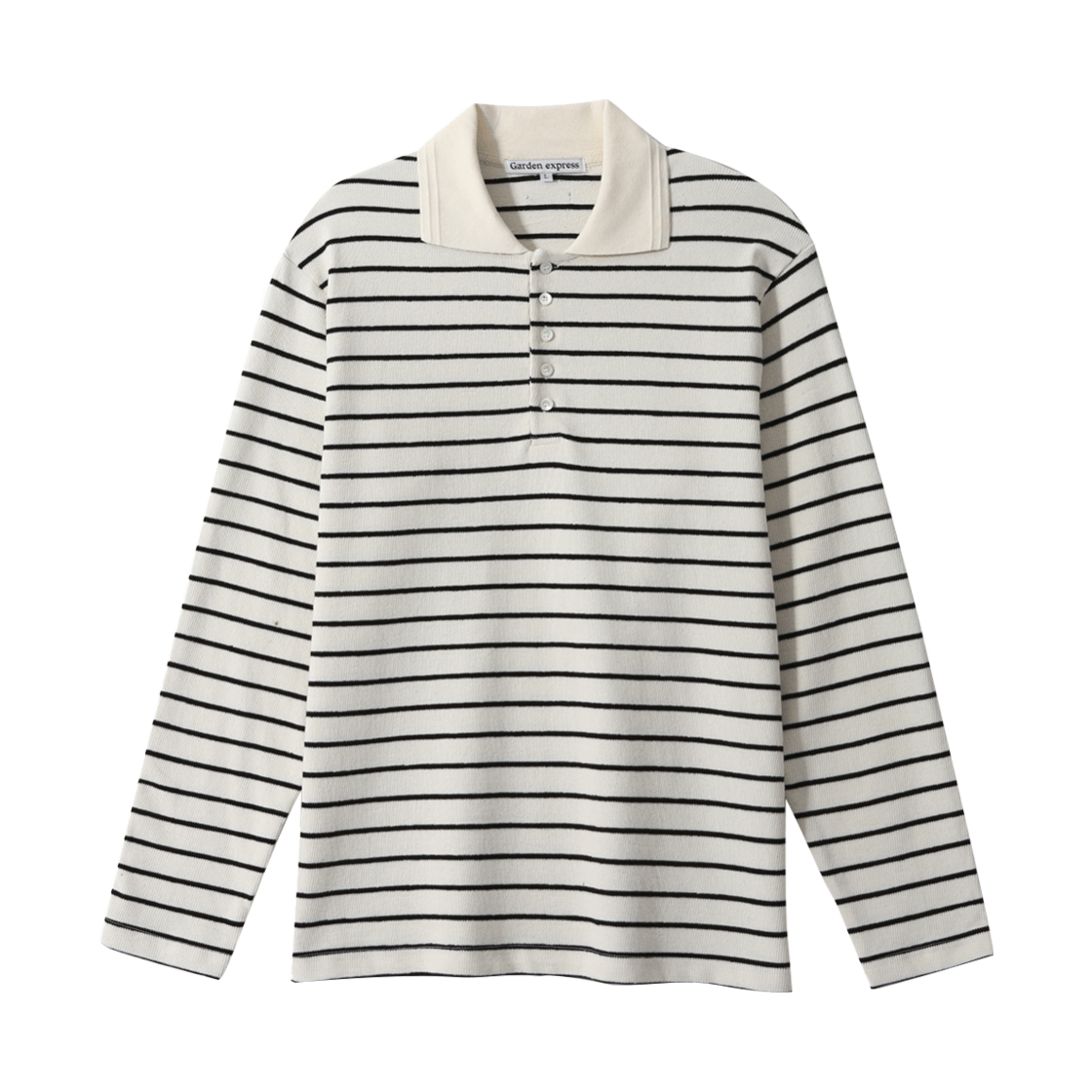 GETAA24004WHX Garden express Knitted Collar Stripe T-Shirt white