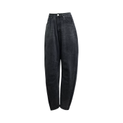 (W) Adidas Adilenium Season 3 Banana Fitted Washed Denim Pants Black - KR Sizing